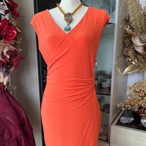 NWT- Bright Orange Figure Flattering Ralph Lauren Dress